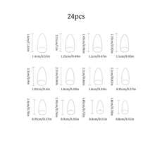 24片裝藍色杏仁形珍珠蝴蝶裝飾全覆蓋假指甲套組，含1個指甲锉和1管果凍膠，適合女性與女孩輕鬆佩戴 - 彩色 - 查看 8