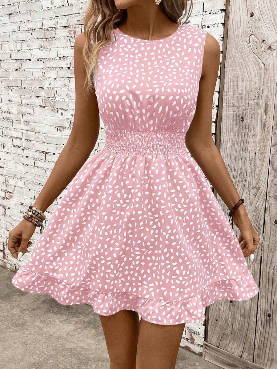 Vestido casual - Vestido casual moderno - Vestido casual de vacaciones - Vestido pastoril para mujer - Vestidos de verano para mujer - Ropa de mujer - Vestidos talla grande vendidos - Atuendos de verano para mujer - Rosa 2 - Ver 1