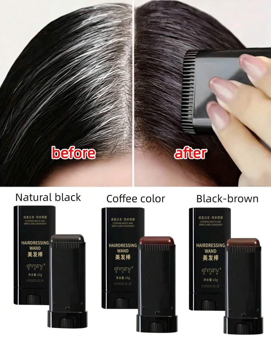 EHMZNV 3-In-1 Hair Dye Stick | With Comb Teeth, Emergency Hair Dye, White Hair Savior! Solves The Pain Points Of White Hair Exposure, Temporary Hair Dye Troubles, Complex Hair Dye Tool Operation, And Uneven Hair Dye. Suitable For Daily Commuting, Work Meetings, Family Gatherings, Dates, Parties, Travel Emergencies, Holiday Styling, And Also A Great Gift For Thanksgiving, Birthdays, Mother's Day, Father's Day, And Valentine's Day.