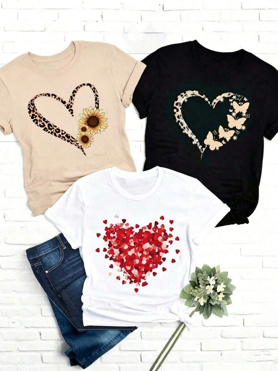 Printed Set. Single Garment, Not A 3-Piece Set. 1 Piece/Set Of Short-Sleeved T-Shirts Suitable For Streetwear. Oversized Round Neck Top For Daily Outings, Camping, Concerts, Hip-Hop, Rock, And Rap Events. Attractive Graphic T-Shirt With Modern Design. Women's Lettering. Casual, Everyday Wear, Home. - 白色 - 查看 1