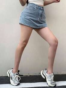 Shorts vaqueros de moda para mujer, combinables con todo, para primavera y verano - Azul - Ver 4