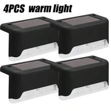 4个/8个/12个/16个太阳能灯1LED壁灯套装，黑色外壳，暖白光/白光，适用于户外花园墙壁、围栏、小路、景观、楼梯等太阳能照明 - 黃色 - 查看 16