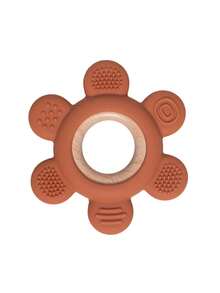1pc Flower Teddy Bear Shaped Silicone Teether With Wooden Ring, Baby Teething Chew Toy, Multicolor Optional For Newborn Infant Molar Training - Multicolor - View 31