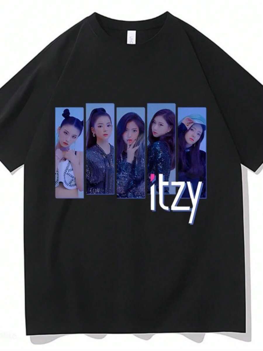 2026 Combination Graphic Printing Women Men T-Shirts Harajuku Cotton Short Sleeve Clothes Fashion Casual Vintage Unisex Tshirts - 黑色 - 查看 1