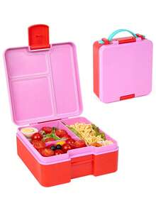 1 pieza Caja bento cuadrada de plástico con múltiples compartimentos, caja de almuerzo portátil, apta para microondas, reutilizable y fácil de limpiar, adecuada para frutas, verduras, preparación de comidas, viajes, campamentos, picnics, oficina, escuela - Multicolor - Ver 9
