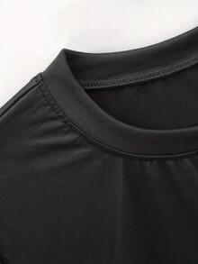 Camiseta de Mujer con Estampado de Letras YOGA, Diseño Simple y Versátil, Estilo Creativo de Primavera/Verano, Manga Corta, Corte Holgado y Estilizador para Uso Diario en Yoga, Ropa de Mujer con Temática Deportiva y Diseño Versátil, Camiseta de Algodón en Promoción Especial. - Negro - Ver 5