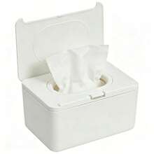 Flushable Wipes Box Dispenser Compatible, Keeps Wet Tissue Clean And Fresh, Refillable Wet Wipes Container, Wipe Holder For Baby And Adult, With Non-Slip Base, Easy Open Sealing Design Lid, For Home - Trắng - Xem 1