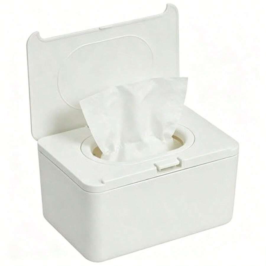 Flushable Wipes Box Dispenser Compatible, Keeps Wet Tissue Clean And Fresh, Refillable Wet Wipes Container, Wipe Holder For Baby And Adult, With Non-Slip Base, Easy Open Sealing Design Lid, For Home - Trắng - Xem 1