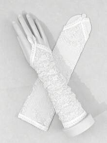 1 Pair Women's Lace Pattern Elegant Versatile Fingerless Gloves - Multicolor - View 12