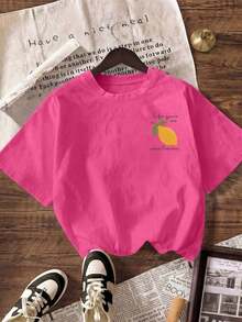 Jesus Lemonade T-Shirt, But My Jesus Is Making Lemonade, Women's Graphic Tee, Casual Round Neck Short Sleeve Summer T-Shirt - 玫紅色 - 查看 3