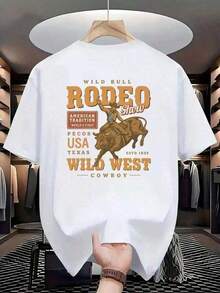 Gift T-Shirt, Faux Denim Style For Festival, Double-Sided American Traditional Print, Short-Sleeved Fashion, Ideal For Daily Wear, Leisure And Outdoor Sportswear, A Must-Have Fashion Top . 100% Cotton. Soft - 白色 - 查看 3