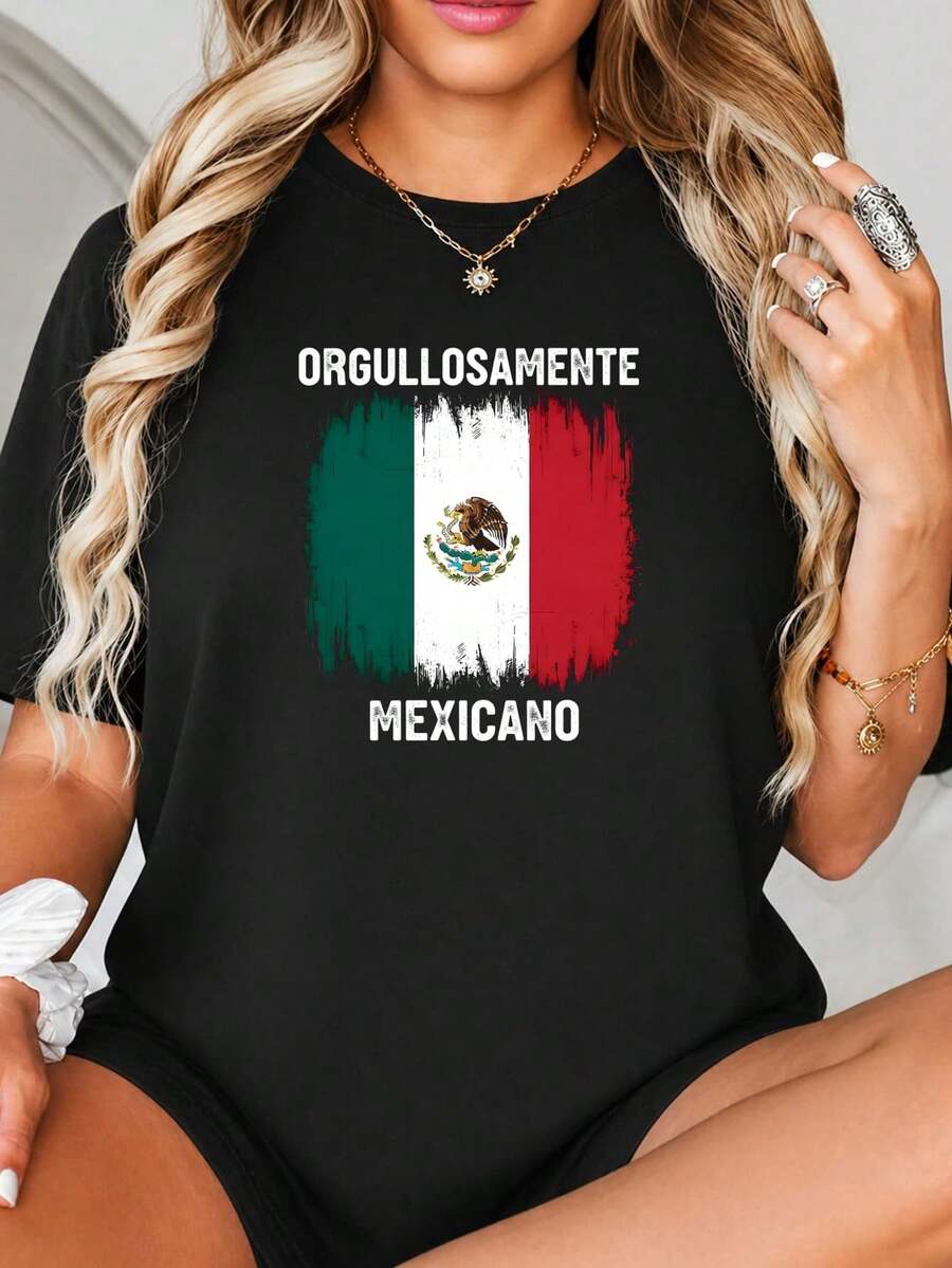 Diseño de impresión Fl-ag mexicano con arte de trazo de pincel Grunge, Emblema del Águila Nacional, Verde, Blanco, Rojo, Texto Orgullosamente Mexicano, Tema Patriótico para Home.jpgRegalos personalizados: Camisetas para mujer con estilos modernos, hippies, casuales y minimalistas. Ropa masculina personalizada única, armarios cápsula, ropa básica/urbana para hombre. Regalos ideales para novios, familiares y amigos, adecuados para cumpleaños, vacaciones, colegio/competiciones, deportes/escalada, etc., también adecuados para la moda de otoño y actividades urbanas. Verano negro.
