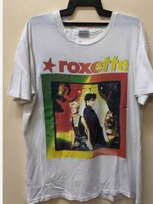 Vintage Roxette World 91-92 Concert T-Shirt From The 90s - Retro Printed Tee, Iconic Tour Design, Sizes S-3XL For Fans, Machine Washable - Casual Wear And Nostalgic Merchandise. Loose And Comfortable Fit. - Banc - View 1