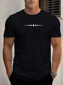 Men's Casual Short-Sleeved Crew Neck T-Shirt With Polka Dot Print, Loose And Comfortable For Summer. - Black - View 6