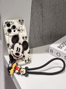 This Disney Mickey Mouse Lanyard Phone Case Is Fully Covered In TPU Material. It's Shockproof, Lightweight, And Compatible With IPhone17/16/11/13/15/15 Plus/15 Pro/15 Pro Max/12/14 Pro Max/11 Pro Max/12 Pro/12 Pro Max/13. This Phone Case Makes A Popular Birthday Gift Or Business Gift; It's Durable, Stain- And Fingerprint Resistant, And Suitable For Both Men And Women. The Set Also Includes A Mickey Mouse Phone Case And A Mickey Mouse Plush Bracelet. It's A Perfect Gift For Friends And Family. This Stylish Phone Case Is Fun, Lightweight, And Durable. IPhone17 Pro Max Phone Case, Minnie Mouse Phone Case. - White - View 3