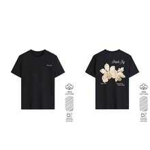 Women's Round Neck T-Shirt With Colorful Letter And Flower Print, Fashionable And Versatile Graphic Tee, Casual Summer Vacation Style Black For Women - 黑色 - 查看 1