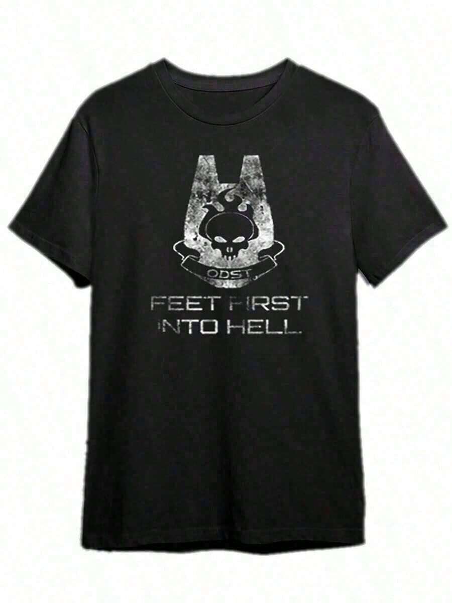 Camiseta Halo ODST Battle Worn Textured &Quot;Feet First Into Quot; 1 Divertida Colección de Camisetas Gráficas de Manga Corta para  TP - Negro - Ver 1
