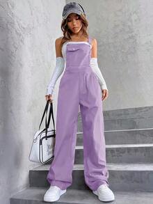 Unity 1 pieza Mono overol con bolsillo con solapa sin top tubo - Morado - Ver 3