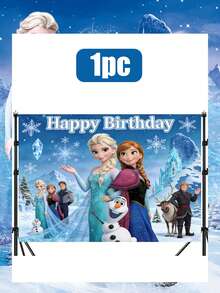 Disney 冰雪城堡主题生日背景，梦幻般的阿伦黛尔主题横幅，打造难忘的庆祝活动。这款迷人的冰雪奇缘生日背景，灵感源自这部深受喜爱的电影中最温馨感人的瞬间，营造出独一无二的冬日仙境氛围。柔和的蓝色水彩背景，点缀着俏皮的雪花细节，将任何空间都变成一个充满奇思妙想的庆典场所。 - 背景 - 查看 6