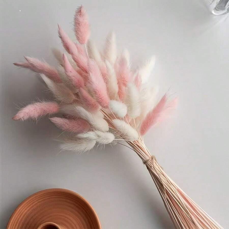 60支 16.5英吋人造兔尾草,家居裝飾人造兔尾草花莖,適用於波希米亞風花卉裝飾、DIY手工藝、居家廚房與婚禮裝飾、聖誕裝飾、感恩節裝飾、DIY花環裝飾 - 白粉紅色 - 查看 1