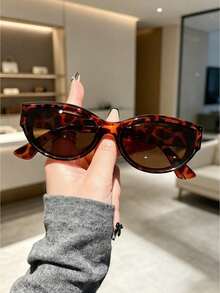 5pcs Retro Leopard Print Cat Eye Eyeglasses For Women, Made Of High-Quality PC Material, Y2K Style, Suitable For Women, Seasonal Choice: Summer, Suitable For Travel, Beach Party, Street Style, Selfie, Vacation Essential - A - View 5