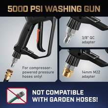 KOKK2O Pressure Washer Gun High-Performance Up To 5 000 PSI Car Wash Gun W/ 5 Nozzles For Stone Brick Metal Wood Glass Stubby Pressure Washer Handle W/ 2 Adapters 2 Sponges  Tape - Black - View 5