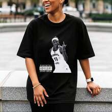 Retro Graphic T-Shirt Of The King Of Pop, Custom Print, Unisex, Vintage Urban Style, Loose Fit Cotton Short Sleeve Crew Neck T-Shirt, Blouses For Women. Casual Blouses For Ladies. - 黑色 7 - 查看 7