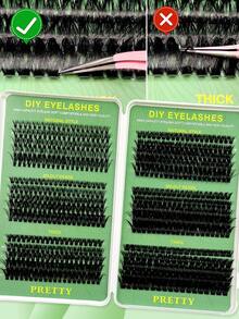 Rikuaild 590 Pcs D Curl False Eyelashes, 30D+40D+50D+60D+80D+100D Large-Capacity Eyelash Book, Novice-Friendly, Soft Fluffy Thick, Creating A Natural Makeup Effect, Easy DIY At Home, Fox Eye/Cat Eye/Stage Eye Makeup,Suitable For Daily Life, Weddings, Party, Outdoor,Cluster Lashes,Individual Lash,Eyelash Extensions - D - View 8