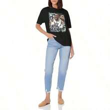 Camiseta de manga corta con cuello redondo para mujer Edwards,% algodón, 180 g/², estampado por transferencia de calor, camiseta casual, suave al tacto, transpirable, ligeramente elástica, no se encoge, resistente al desgaste, versátil, para uso diario, viajes, fitness y deportes. - Multicolor - Ver 4