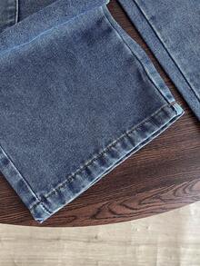 Boys' Casual Cargo Jeans, Versatile For All Seasons, Side Pockets, Loose Straight Fit Workwear Denim Pants - Blue - View 5