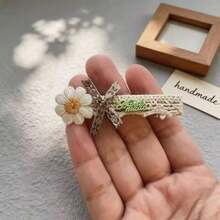 Pinza para el cabello con margaritas de estilo coreano primaveral fresco, pinza lateral con borde floral para niña, pinza para el flequillo - Multicolor - Ver 8