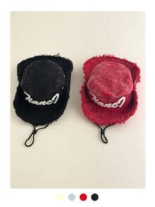 Red Cool Spicy Western Cowboy Hat Frayed Patchwork Lanyard Bucket Hat Vintage Washed Distressed Bucket Hat Women Summer Outdoor Hiking Wide Brim Sun Protection Climbing Hat Camping Sun Hat Boho Vacay Spring Summer Sun Hat Bright Monochromatic Looks Lace-Up Sun Protection Hat Travel UV Protection - Large Eaves Hanging Rope - View 6