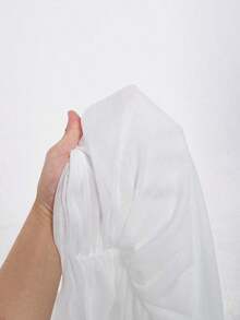 Vestido de graduación; Vestido ajustado de malla con superposición fruncida y abertura en el muslo, vestidos en tonos pastel para mujeres - Blanco - Ver 6