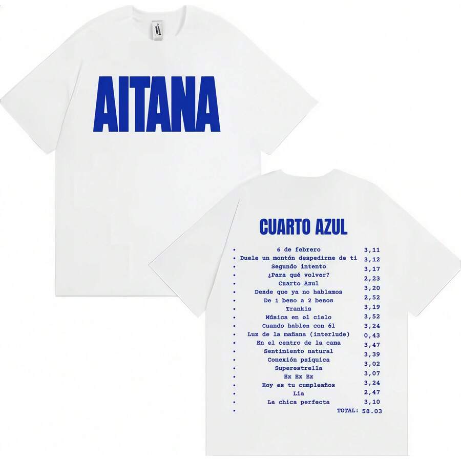 Camiseta  Cuarto Azul Wdrld Tour 2026, Kleidung für Männer und Frauen, ästhetische Mode-T-Shirts, hochwertiges, locker geschnittenes T-Shirt mit Rundhalsausschnitt. - Weiss - Übersicht 1