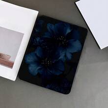 Flower A Black & Blue Floral Print With Pen Holder Compatible With Ipad 11(A16 2025), Auto Sleep/Wake Function/Compatible With Xiaomi5/5PRO/6/6PRO/7/7PRO, Compatible With Huawei Matepad, Compatible With Honor Pad - Multicolor - View 2