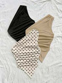 Blusa de mujer con escote asimétrico fruncido sin mangas de moda Y2K - Multicolor 3 - Ver 4