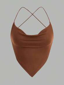 halter veraniego para mujer, sexy, de unicolor con drapeado y espalda descubierta - Multicolor 2 - Ver 7