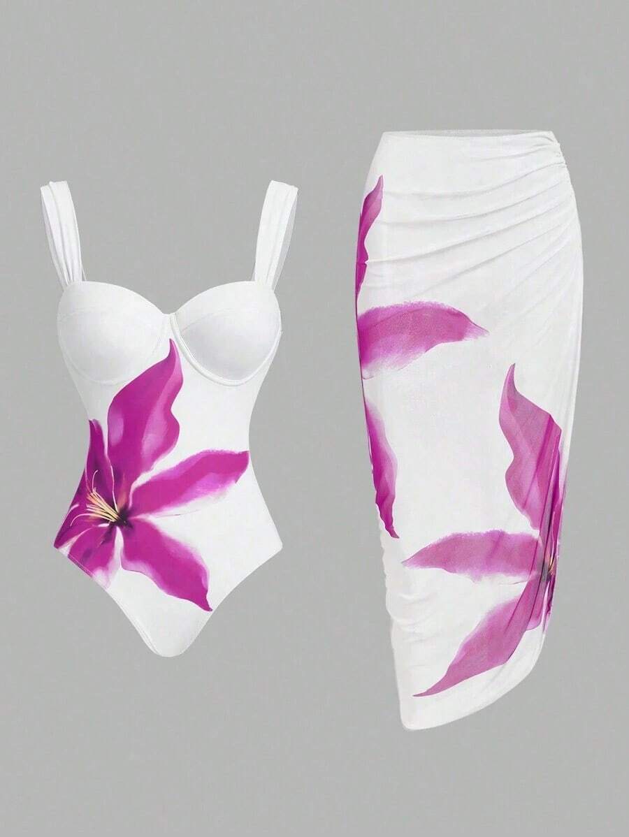 Swim Oasis Traje de baño de una pieza con estampado floral para mujer, verano - Multicolor 7 - Ver 1
