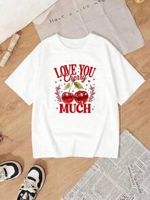 Mujeres ocasionales manga corta ronda cuello caído hombro camiseta Regular con gráfico de cere. UQGN - Blanco - Ver 4