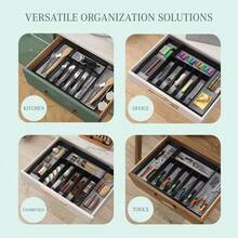 1 pieza Organizador de cubiertos ajustable de plata - Bandeja de utensilios expandible para la cocina, adecuado para almacenar cucharas, tenedores, cuchillos y espátulas en el cajón - Multicolor - Ver 6