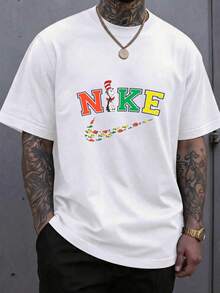 [2026 New products] Fashionable Summer Men's Short Sleeve Round Neck T shirt, Breathable Comfortable Solid Color Top, Versatile  Printed Casual Tee for Men, Suitable for Daily Leisure, Outdoor Riding, Street Hangout, Travel and Vacation, All match Casual Men's Daily Top - Bianco - Visualizzare 3