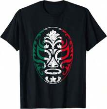 Camiseta de Mujer con Estampado Gráfico de Máscara de Lucha Libre Mexicana y Bandera, de Algodón Suave, para un Estilo Casual Elegante y Versátil en la Vida Diaria, Fiestas y Salidas, Tallas S - 3XL, Alta Comodidad y Elasticidad. Ropa de Verano para Mujer. - Negro - Ver 8