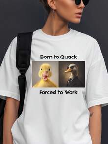 Camiseta divertida con meme de pato, camiseta gráfica con humor de oficina, regalo para compañeros de trabajo. Camiseta unisex de algodón puro de 220 g, peso ideal para todas las estaciones, adecuada tanto para hombres como para mujeres. Tejido duradero de alta calidad, suave al tacto y de larga duración. Parte superior transpirable. Adecuada para la primavera y el verano de las mujeres, vacaciones, Día de la Madre, Día de la Independencia. - Blanco - Ver 1