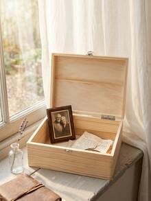 1pc Custom Photo Wooden Memory Box, Personalized Name & Date Keepsake Storage Box, Memorial Gift With Secure Clasp, Triple Photo Memory Wooden Box, Memories Of You Box, Father's Day/Family/Wedding Case - Multicolor - View 4