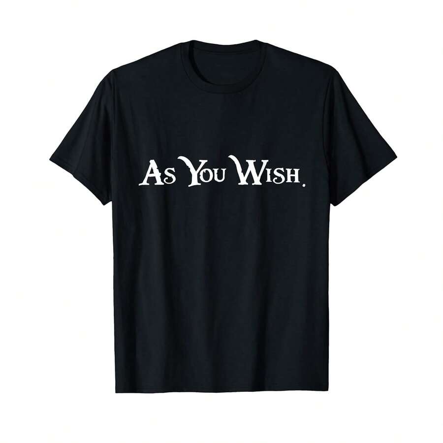 Camiseta unisex de manga corta, Camiseta con gráfico de texto de fantasía estilo pirata As You Wish, playeras hombre, spiderman, ,  mujer, romwe men, boho chic, regalos para maestros, camiseta de mujer, atuendos curvos para hombre, y2k - Negro - Ver 1