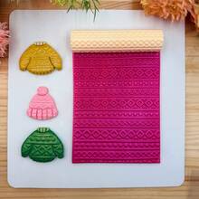 1pc Polymer Clay Mold With Knitting, Sweater And Fabric Texture Patterns, Suitable For DIY Earrings, Clay Jewelry, Pendants, Brooches, Ceramic Crafts, Handmade Accessories, Embossing And Texturing Tool - Orange - View 8