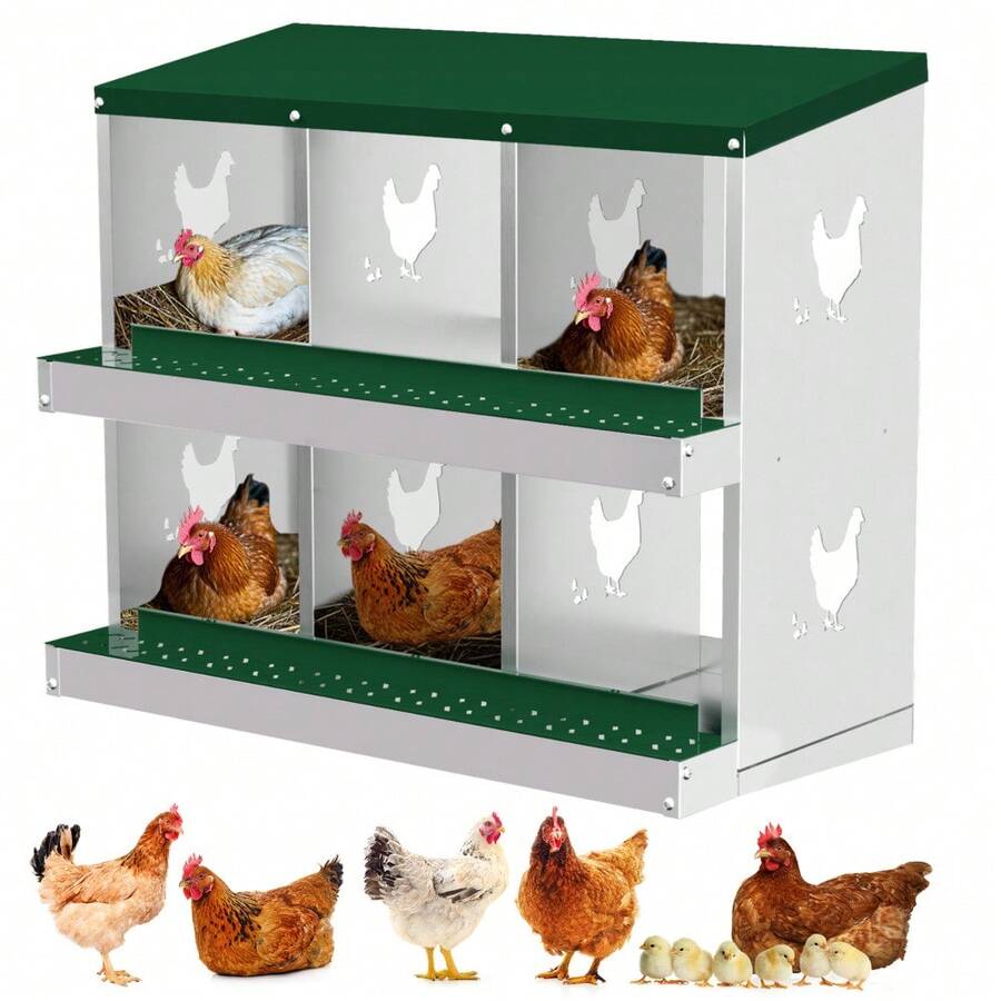 Chicken Nesting Box  Heavy-Duty Galvanized Steel Laying Boxes With Vented Holes For Secure Egg Collection, - Dark Green - View 1