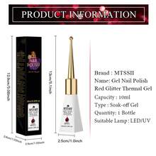 Mtssii 10ml Red Glitter Thermal Gel Nail Polish, Temperature Color Changing Dark Red Sparkly Soak Off UV/LED Nail Varnish, Long Lasting Shiny Nail Art For Halloween & Daily Use - Multicolor - View 11