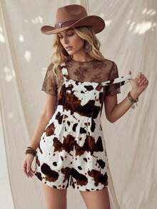 Mono de verano estilo boho, casual y versátil para mujer, con diseño de rayas al estilo western y rave - Multicolor - Ver 6