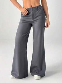 Nuevos pantalones de traje de estilo casual de cintura baja para otoño e invierno - Gris Oscuro 2 - Ver 9